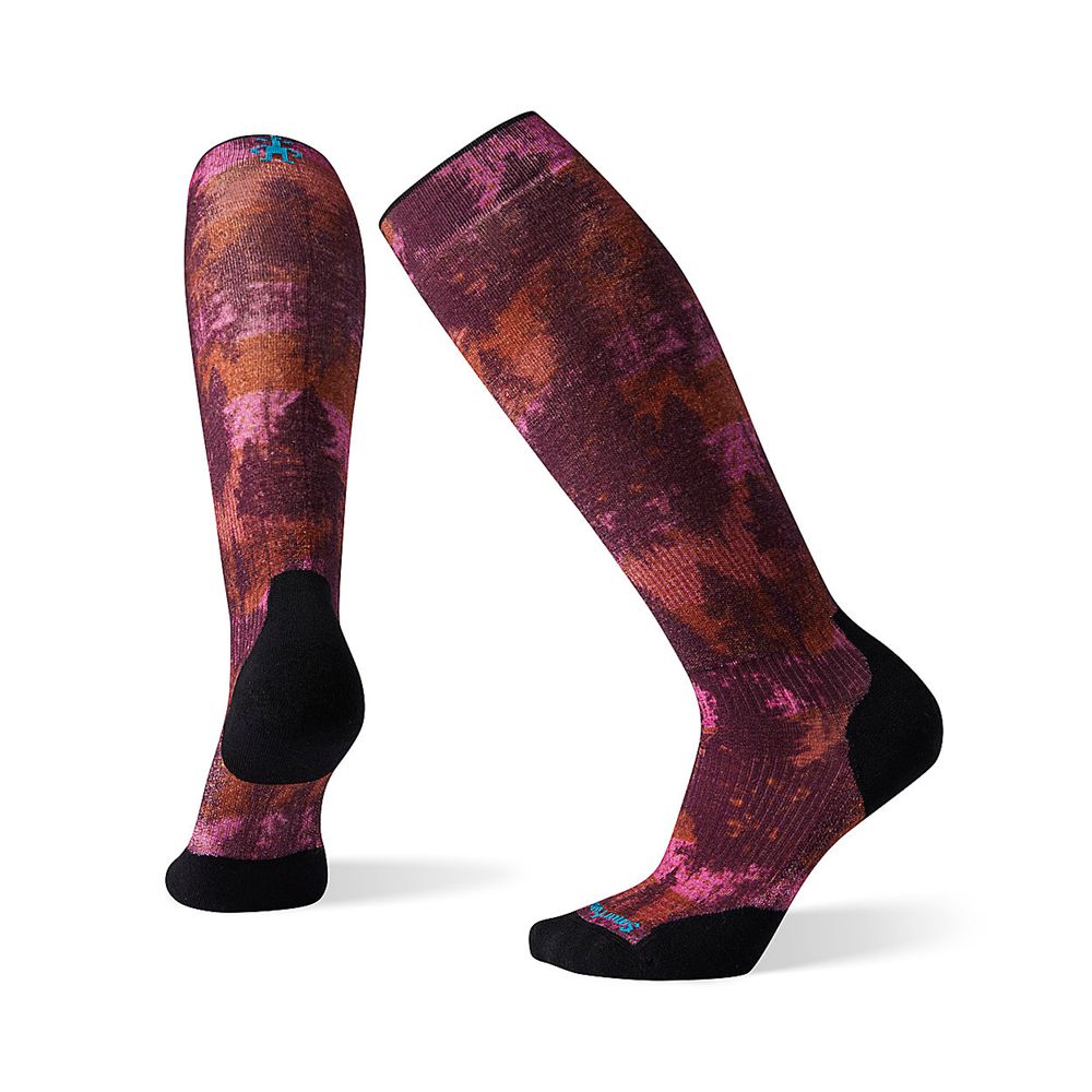 The North Face Socks Womens Australia - The North Face Smartwool Phd Snow Light Elite Print Burgundy